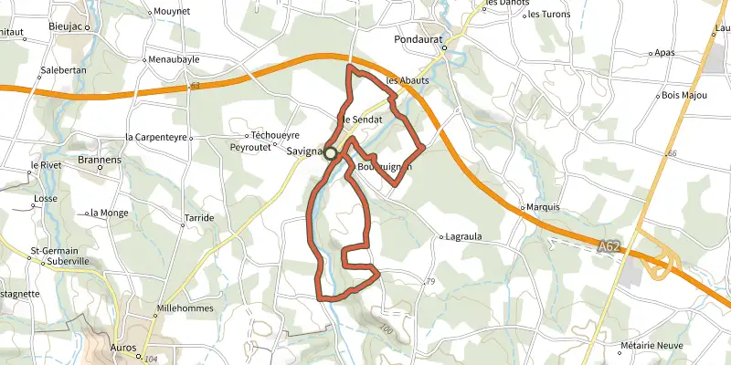 Carte du tracé de Boucle la Bassanne sur le Plan IGN, départ et points de passage numérotés