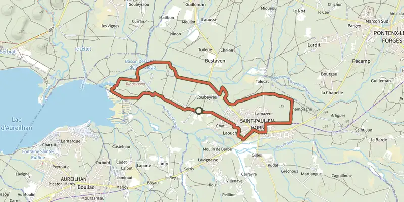 Map of the Circuit de Saint Paul le Vieux track on the IGN map, with the start and numbered waypoints