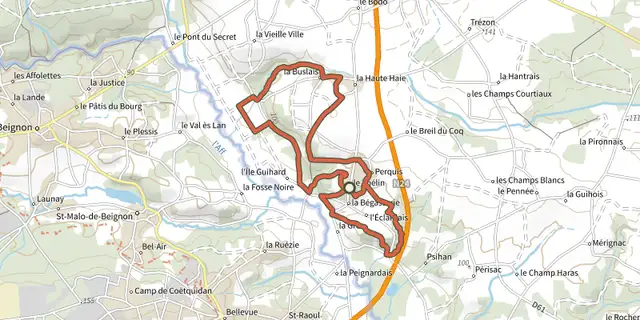 The Le fief du Thélin track on the IGN map