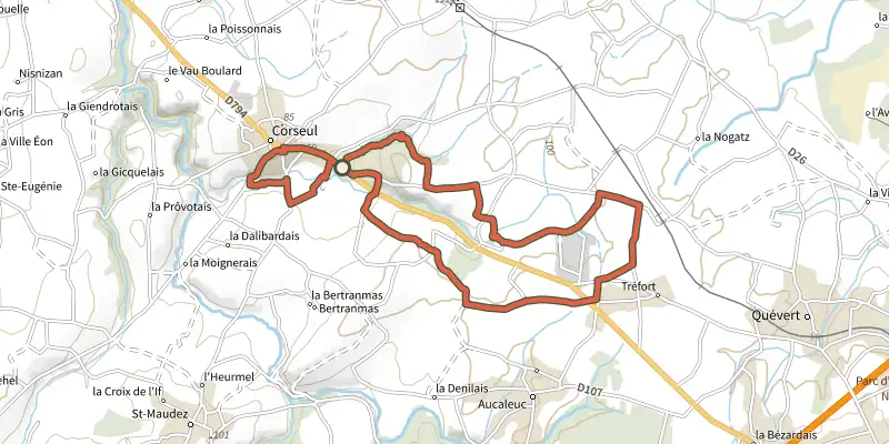 Map of the Circuit Etrat track on the IGN map, with the start and numbered waypoints
