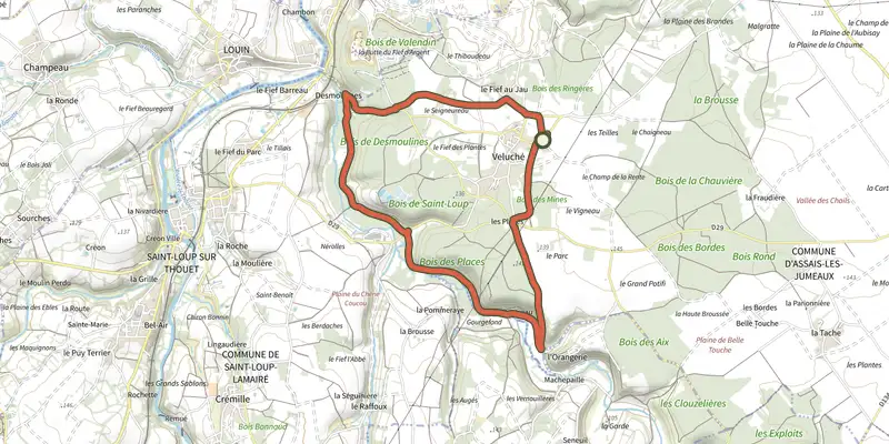 Map of the Assais-les-Jumeaux - La Vallée Du Gâteau track on the IGN map, with the start and numbered waypoints
