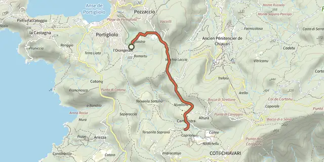 The Orangeraie de Portigliolo à Campestra track on the IGN map