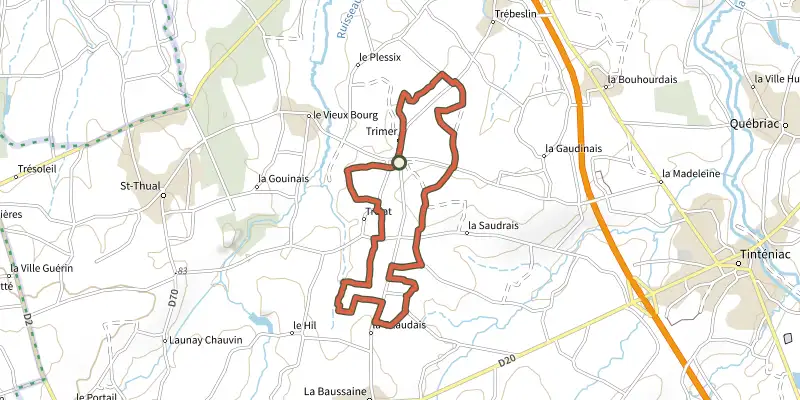 Map of the Trimer - circuit de la Fontaine track on the IGN map, with the start and numbered waypoints