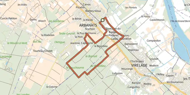Tracé de Boucle locale d'Arbanats sur le Plan IGN