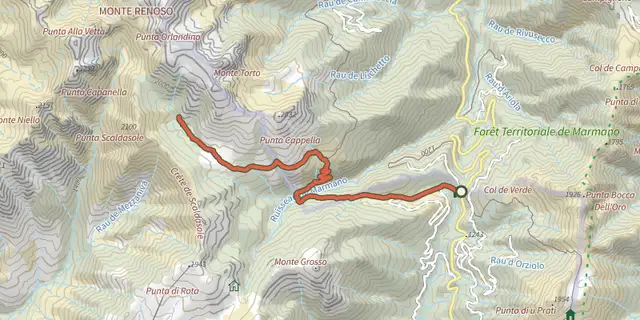 Tracé de I Pozzi sur le Plan IGN