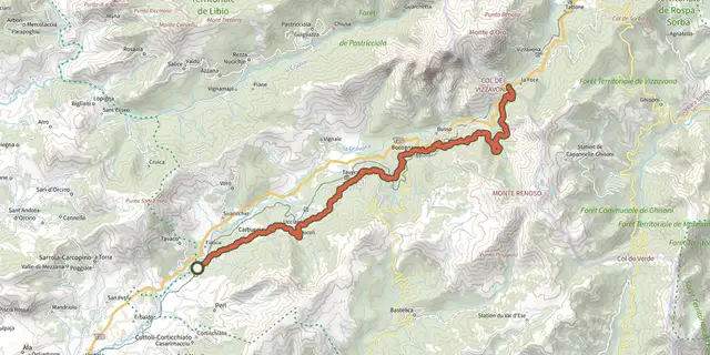 Tracé de Strada Antica A Gravona sur le Plan IGN