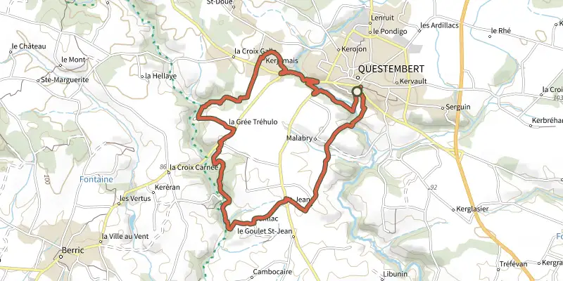 Carte du tracé de Sentier des Popinettes sur le Plan IGN, départ et points de passage numérotés
