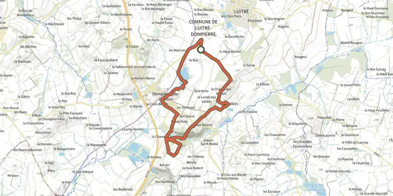 Map of the circuit du Saut Roland track on the IGN map, with the start and numbered waypoints