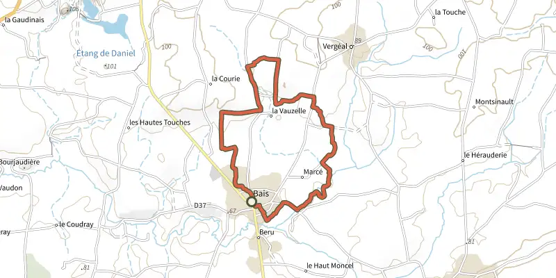 Map of the Circuit de la Croix Guillaume track on the IGN map, with the start and numbered waypoints