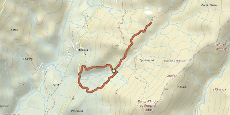 Map of the Boucle 7 - Rocher Oscillant track on the IGN map, with the start and numbered waypoints