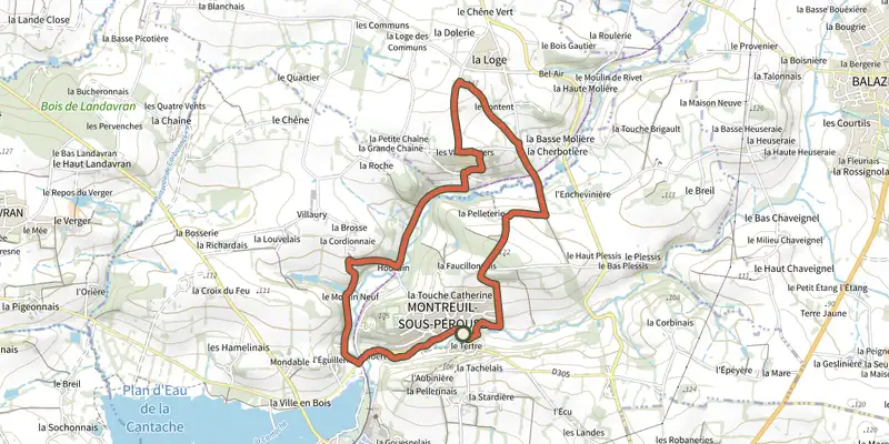 Map of the Les Petits Ponts de Bois track on the IGN map, with the start and numbered waypoints