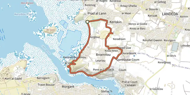 The Balade de Broënnou track on the IGN map
