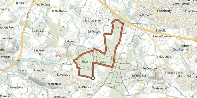 Tracé de Les Vaseix - Tour du Grand Bois sur le Plan IGN