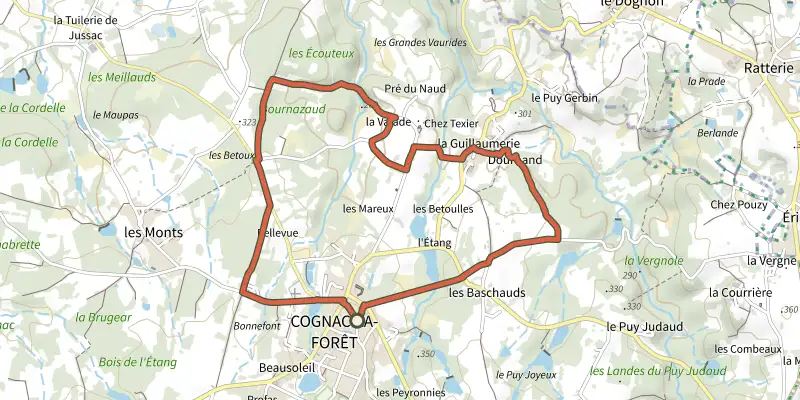Carte du tracé de Circuit Lo Charbé sur le Plan IGN, départ et points de passage numérotés