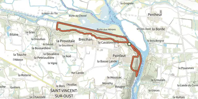 The Circuit de l'écluse de la Maclais track on the IGN map
