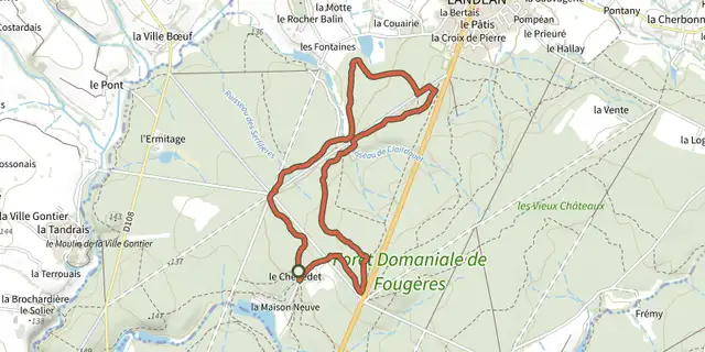 The La Pierre Enfouie track on the IGN map