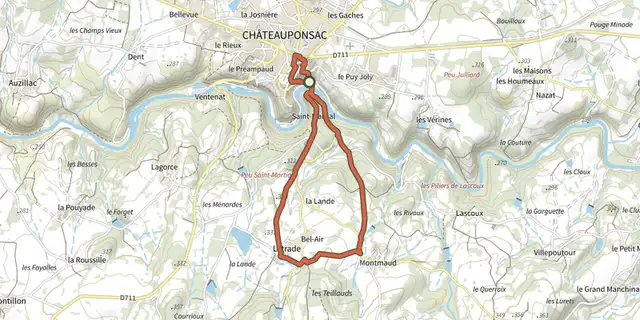 The sentier de Létrade track on the IGN map