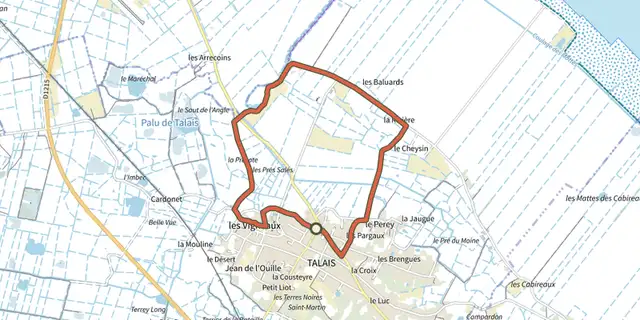 Tracé de La boucle de Talais par le port sur le Plan IGN