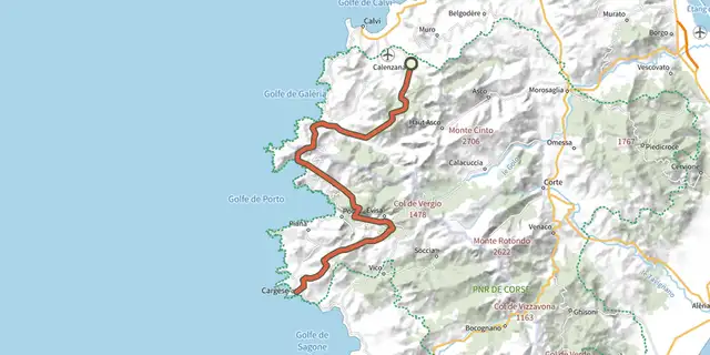 Tracé de Mare è Monti Nord Principal sur le Plan IGN