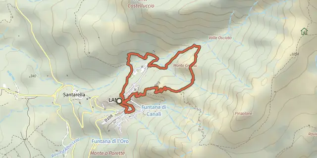Tracé de Sentier du Patrimoine de Lama sur le Plan IGN