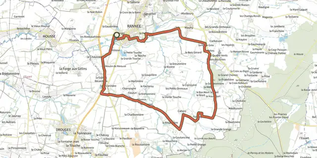 Tracé de Circuit des onze villages sur le Plan IGN