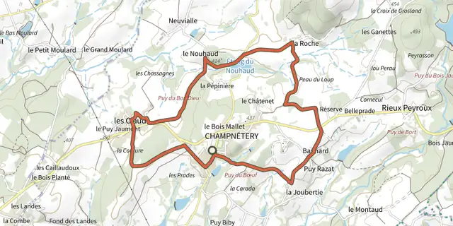The Circuit des trois puys track on the IGN map