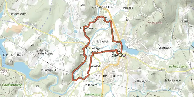 Tracé de Circuit de Peyrat-le-Château sur le Plan IGN