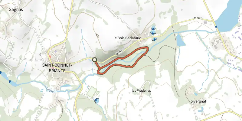 Map of the Circuit du Bois Badaraud track on the IGN map, with the start and numbered waypoints