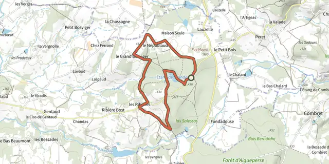 The Sentier de l’étang des Landes track on the IGN map