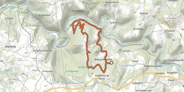Tracé de Les gorges de la Vienne sur le Plan IGN