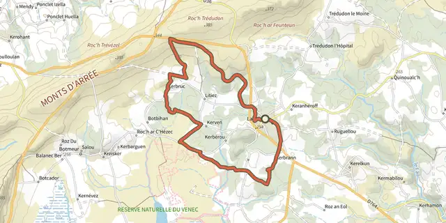 Tracé de Circuit de Roc'h an Teuz sur le Plan IGN