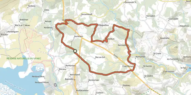 Tracé de Circuit de Roc'h ar Bic sur le Plan IGN