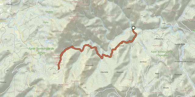 Tracé de Chemin du Finicione RD sur le Plan IGN