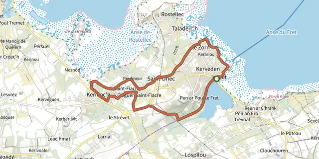 Tracé de La balade de Saint-Fiacre sur le Plan IGN