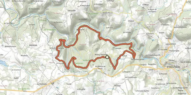 Tracé de Grand circuit des gorges de la Vienne sur le Plan IGN