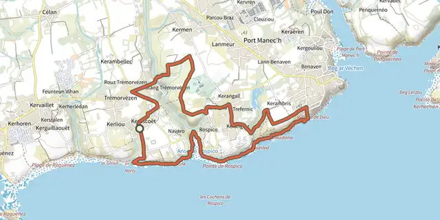 The Circuit de l'Anse de Rospico track on the IGN map