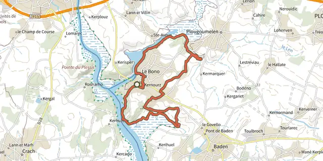 Tracé de La rivière du Bono sur le Plan IGN