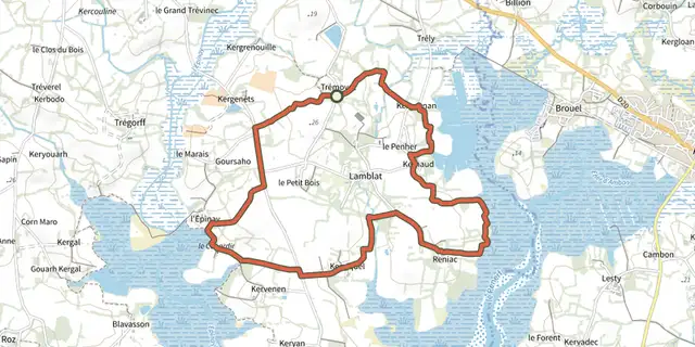 The Les Landes de Lamblat track on the IGN map