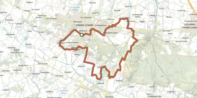 Tracé de Circuit Tro Gregam sur le Plan IGN