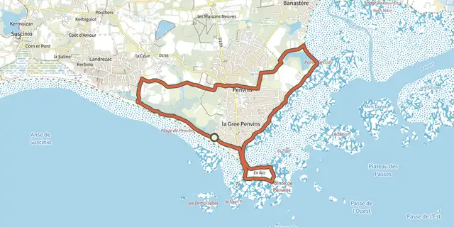 The Vue sur l’océan, Variante par la boucle de Penvins track on the IGN map