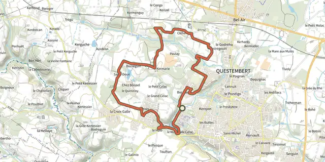 Tracé de Boucle du Saint Eloi sur le Plan IGN