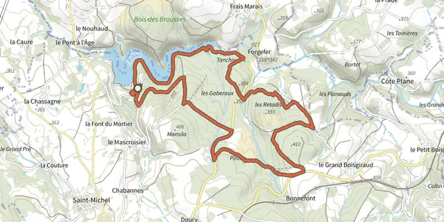 The Circuit des Aurieres - Boucle Nord track on the IGN map