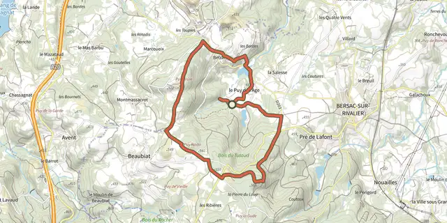The La Loge du Puy de l"Age track on the IGN map