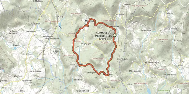 The Jabreilles/Maucloup/Grand-Vaux track on the IGN map