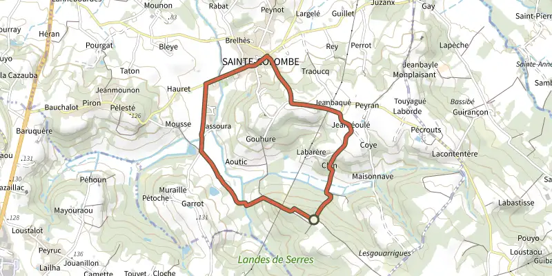 Map of the Circuit des 3 fontaines track on the IGN map, with the start and numbered waypoints