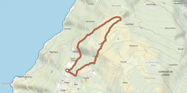 The Boucle Imiza-Bergerie de Golpani track on the IGN map