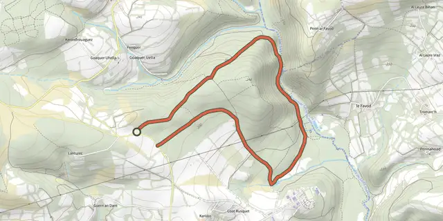 Tracé de Circuit de la Rivière Saint-Rivoal sur le Plan IGN