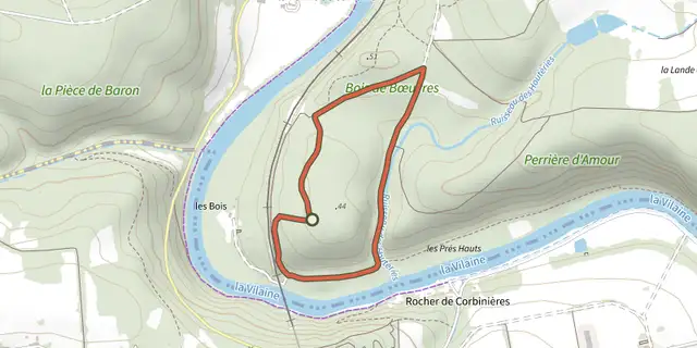The Sentier de découverte de la vallée de Corbinières track on the IGN map