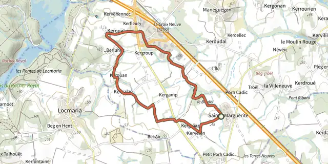 Tracé de Balade des Fontaines sur le Plan IGN