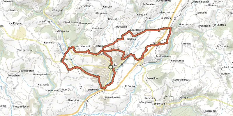 Map of the Tro Kallag track on the IGN map, with the start and numbered waypoints